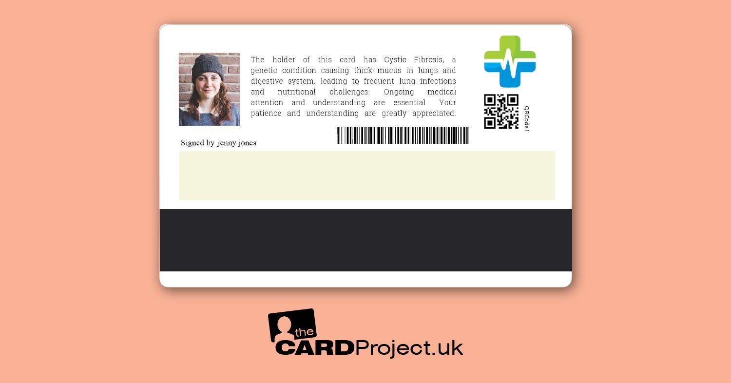 Cystic Fibrosis (CF) Premium Photo Medical ID Card (REAR)